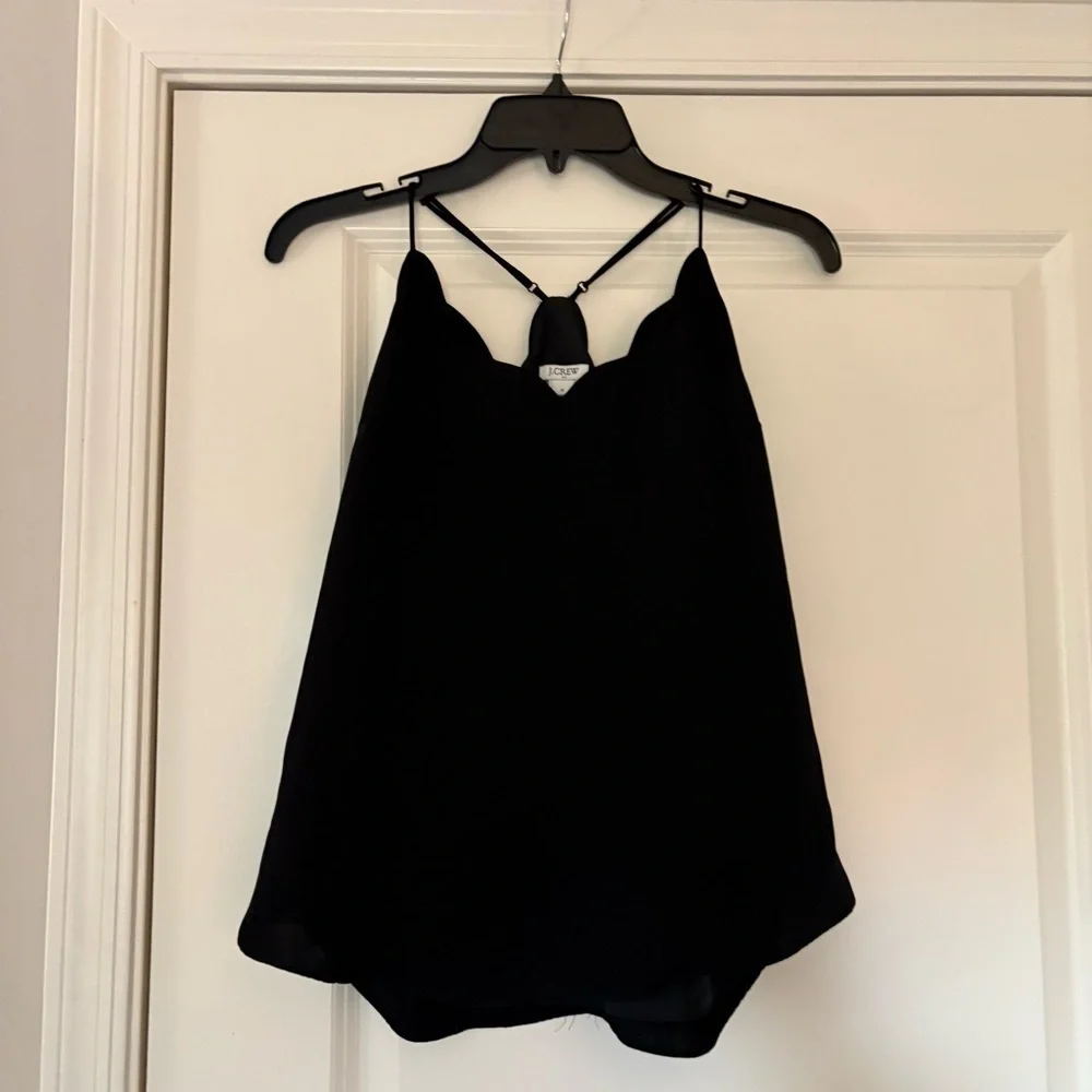 J. Crew Women’s Black Scalloped Cami Tank Top